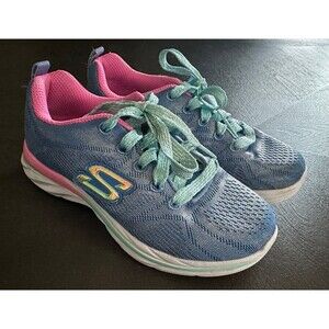 Skechers Kids Sneakers Blue Pink Mesh Lace-Up Size 13.5 Girls Athletic Shoes